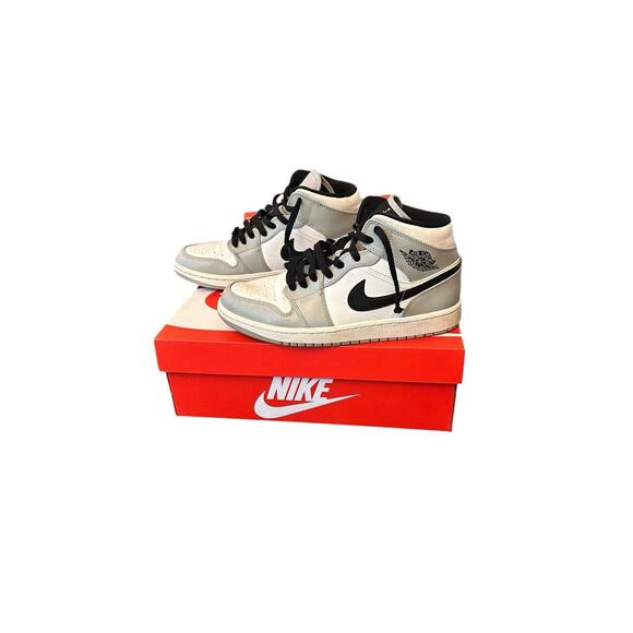 Nike Air Jordan 1 Mid Light Smoke gray Black sneakers Men's Sz 8 - Picture 3 of 7